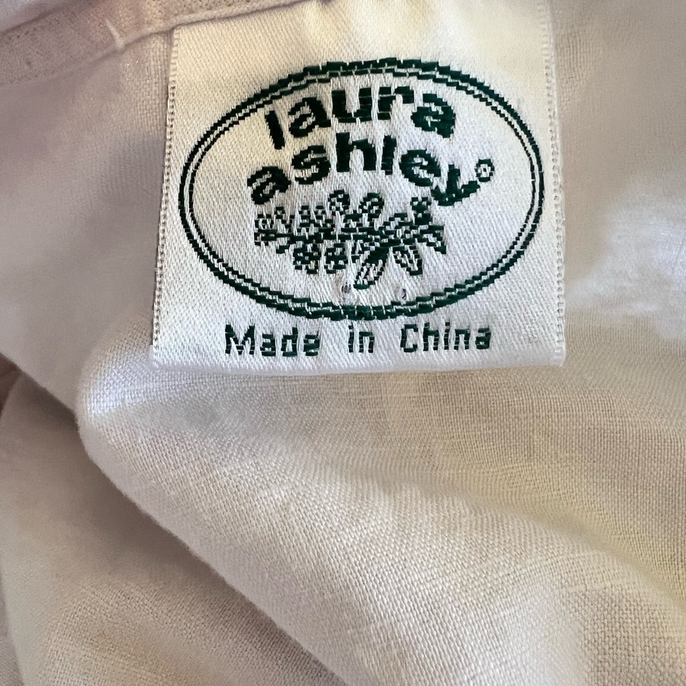 Vintage Laura Ashley 14 Dress Cream Cotton Linen Cottagecore Wedding Boho - Picture 7 of 9
